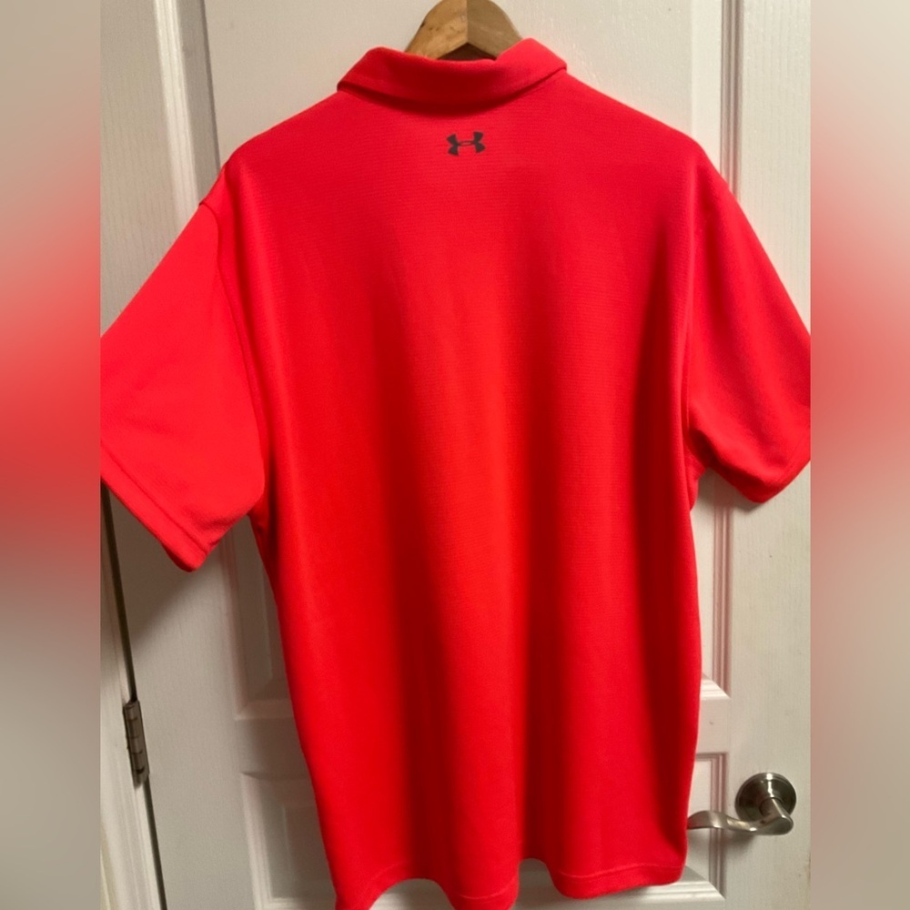 Under Armour HeatGear Polo Shirt Men’s 2XL Red Loose Fit Golf Performance - Picture 12 of 13